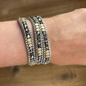 Stella & Dot gold and silver Luna wrap bracelet